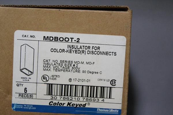 6 NEW THOMAS & BETTS INSULATOR FOR COLOR-KEYED (R) DISCONNECTS MDBOOT-2