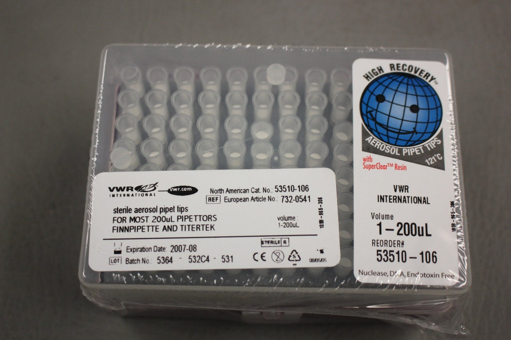 NEW VWR INTERNATIONAL STERILE AEROSOL PIPET TIPS 1-200uL 53510-106
