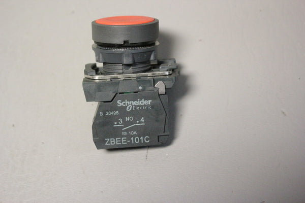 SCHNEIDER RED PUSHBUTTON WITH CONTACT BLOCK ZBEE-101C