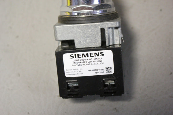 UNUSED SIEMENS 52PL4L9 YELLOW ILLUMINATED PUSHBUTTON