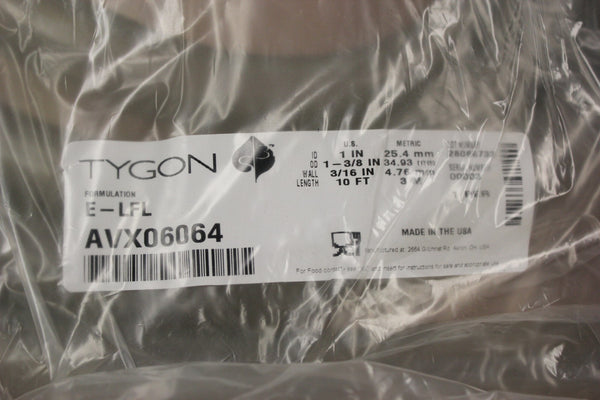 NEW TYGON E-LFL AVX06064 1" 1-3/8" 10 FT TUBING