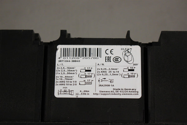 SIEMENS POWER CONTACTOR 3RT1044-3BB40