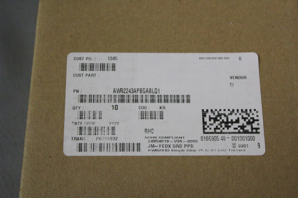 10 NEW TI SINGLE CHIP 76-81GHZ FMCW RF TRANSCEIVER AWR2243APBGABLQ1
