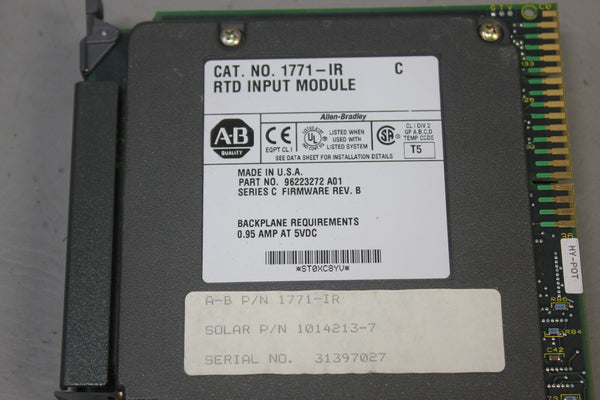 ALLEN BRADLEY RTD INPUT MODULE 1771-IR SERIES C