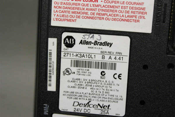 ALLEN BRADLEY PANELVIEW 300 HMI OPERATOR INTERFACE PANEL 2711-K3A10L1 B  #2