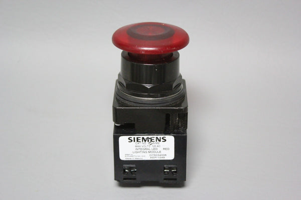 SIEMENS BLACK MAX RED MUSHROOM HEAD PUSH PULL BUTTON 52BP2MRA W/ 52BJK