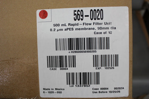 NEW CASE OF 12 THERMO 500mL RAPID FLOW FILTER UNIT 569-0020