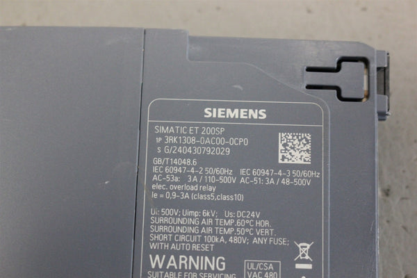 SIEMENS SIMATIC ET 2000 SP DIRECT ON LINE STARTER 3RK1308-0AC00-0CP0