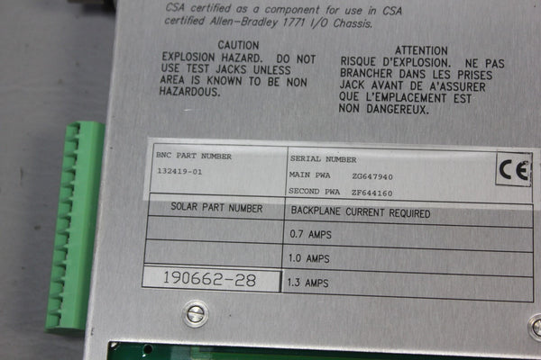 BENTLY NEVADA/ALLEN BRADLEY 4 CHANNEL MONITOR 190662-28 132419-01