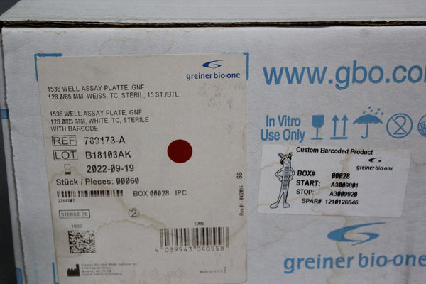 60 NEW GREINER BARCODED STERILE 1536 WELL ASSAY PLATE 789173-A EXP 2022