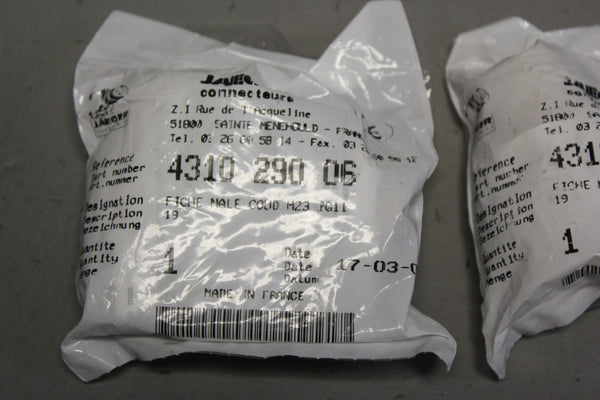 LOT OF 2 NEW JAEGER FICHE MAE CONNECTORS 4310-290-06