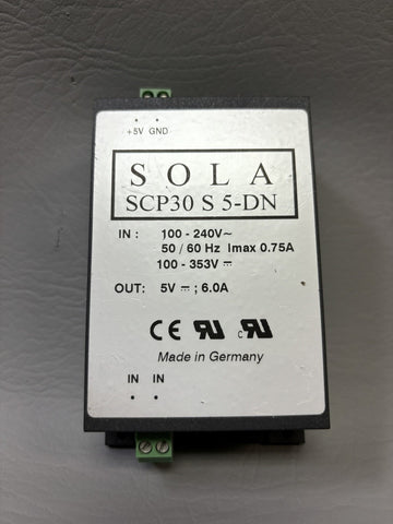 Sola SCP30 S 5-DN  6A 5V  100-240V 50/60 Hz 0.75A Power Supply