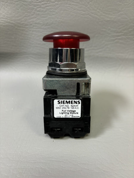 UNUSED SIEMENS ILLUMINATED PUSH BUTTON SWITCH RED MUSHROOM 52AAF 52pp2erabx693