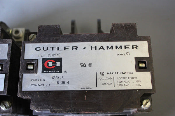 2 CUTLER HAMMER 200A CONTACTORS C832KN9