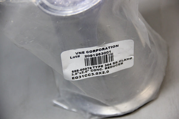 NEW VNE CONCENTRIC 304 STAINLESS STEEL REDUCER CLAMP FITTING 3"X2" EG31CC