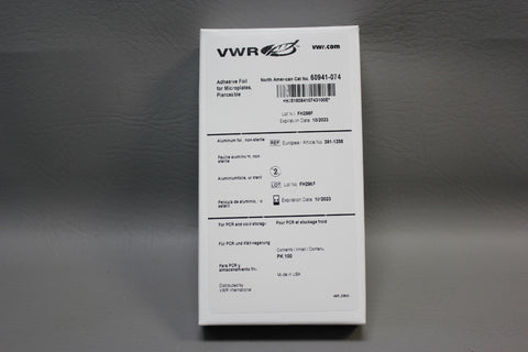 NEW BOX OF 100 VWR PIERCEABLE ADHESIVE FOIL SHEETS FOR MICROPLATES 60941-074 EXP