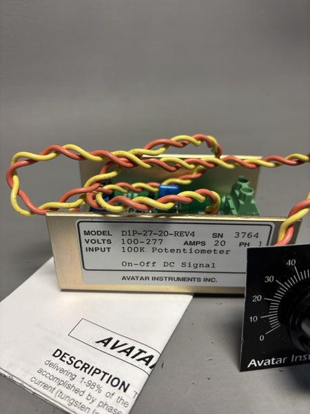 Avatar Instruments D1P-27-20 Power Controller 100k Potentiometer