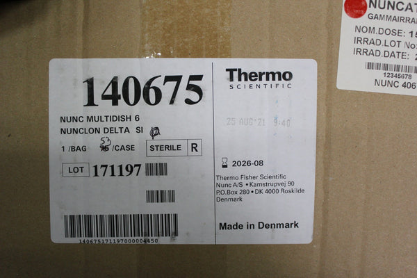 NEW CASE OF 53 BAGS OF 6 THERMO NUNC CELL CULTURE TREATED MULTIDISH 140675