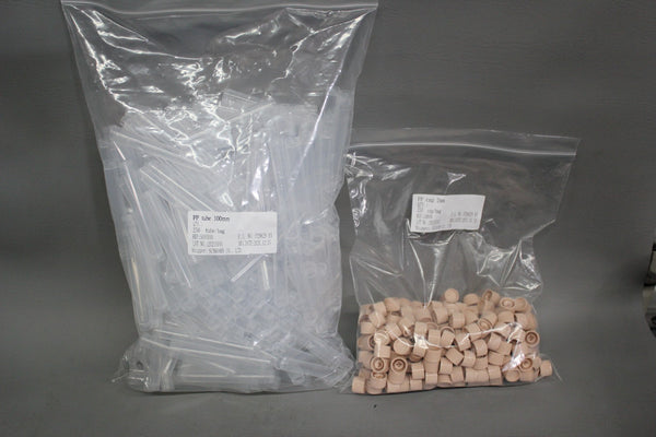 250 NEW SUNSOARS PP 100mm COLLECTION TUBES WITH CAPS