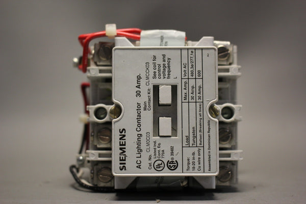 SIEMENS AC LIGHTING CONTACTOR CLM0C03
