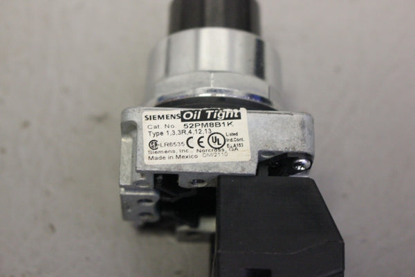 SIEMENS 52PM8B1K OIL TIGHT NAVY PUSHBUTTON & 52BAK CONTACT BLOCK