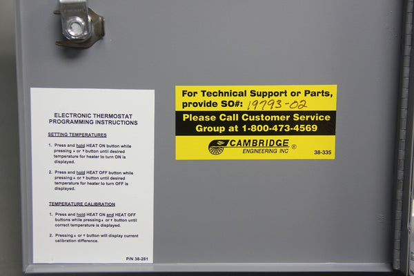 NEW CAMBRIDGE SPACE HEATER THERMOSTAT REMOTE STATION CONTROL IN ENCLOSURE OET