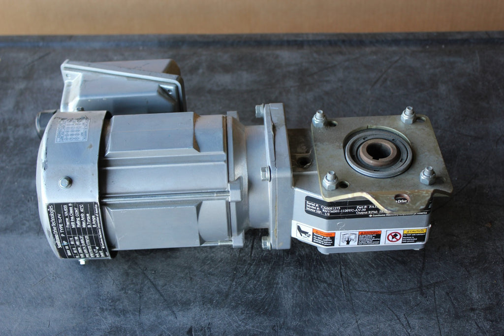 SUMITOMO 1/8HP MOTOR WITH RIGHT ANGLE GEARHEAD  TC-FV & RNYMS01-1120YC-AV-30
