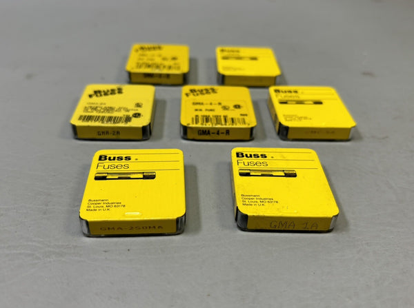 29- LOT OF MISC BUSS FUSES GMA 2A, GMA-4-R, GMA 1A, GMC 5A, GMA 250MA