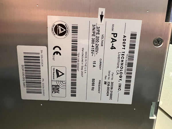 ADEPT TECHNOLOGY ROBOT POWER SUPPLY MODULE PA-4 WITH 4 DUAL C AMP