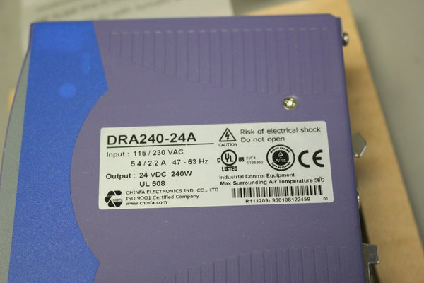 NEW CHINFA DIN RAIL POWER SUPPLY DRA240-24A
