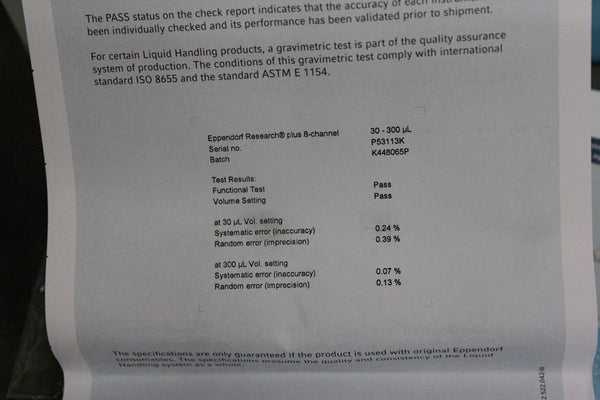 NEW EPPENDORF RESEARCH PLUS MULTI 8 CHANNEL 30-300 UL PIPETTOR 3125000052