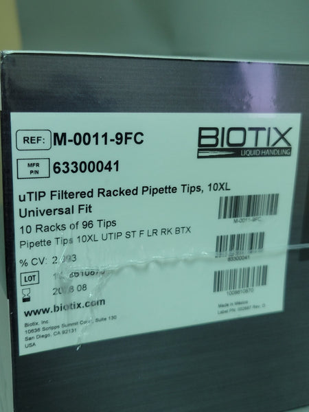 NEW BIOTIX M-0011-9FC uTIP FILTERED PIPETTE TIPS 10XL QTY 960