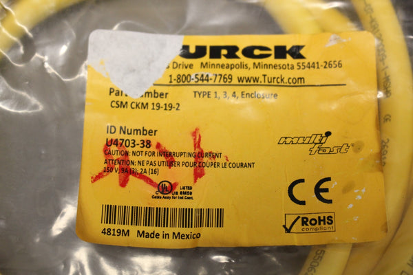 LOT OF 3 NEW TURCK CORDSET CABLE CSM CKM 19-19-2
