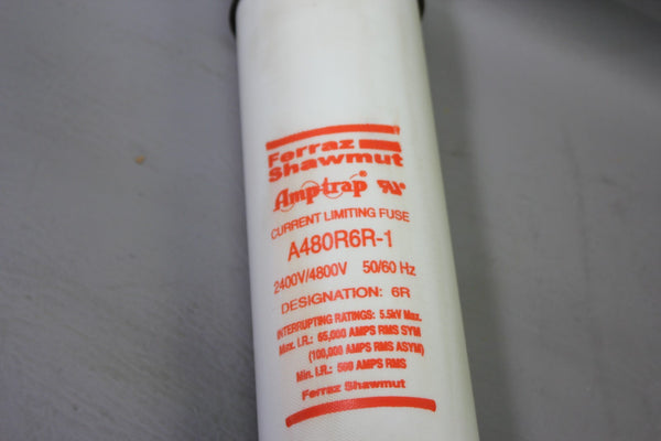 UNUSED GOULD SHAWMUT 2400V/4800V AMPTRAP CURRENT LIMITING FUSE A480R6R-1