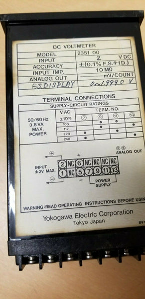 Yokogawa AC Kilowatts DC Voltmeter Panel Meter 2351 00