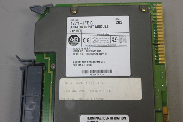 ALLEN BRADLEY ANALOG INPUT MODULE 1771-IFE SERIES C C02
