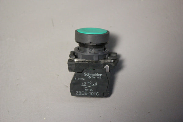 SCHNEIDER GREEN PUSHBUTTON WITH CONTACT BLOCK ZBEE-101C