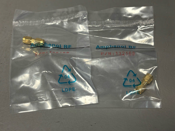 2- Amphenol 132168 Adapter  SMA Plug Male Pin To SMA Plug Male Pin 50 Ohms