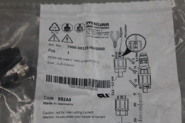 NEW MURR ELEKTRONIK  MOSA M8 MALE FIELD DEGREE WIREABLE 7000-08325-0000000
