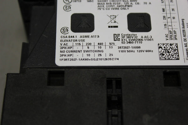 Unused SIEMENS SIRIUS POWER CONTACTOR 3RT2027-1AK60