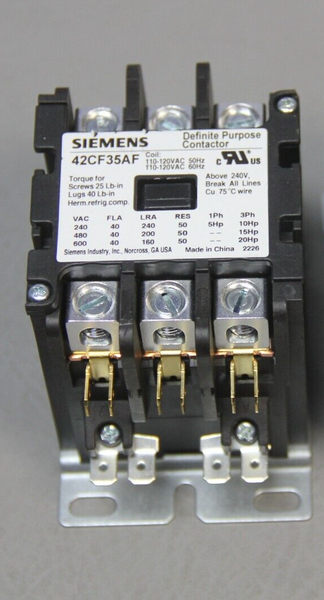 UNSUED SIEMENS DEFINITE PURPOSE CONTACTOR 42CF35AF