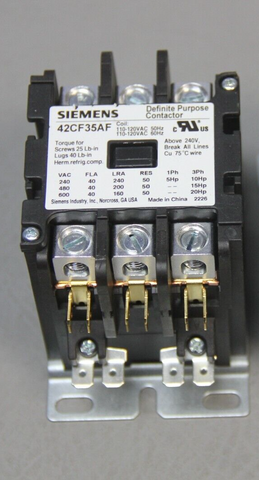UNSUED SIEMENS DEFINITE PURPOSE CONTACTOR 42CF35AF