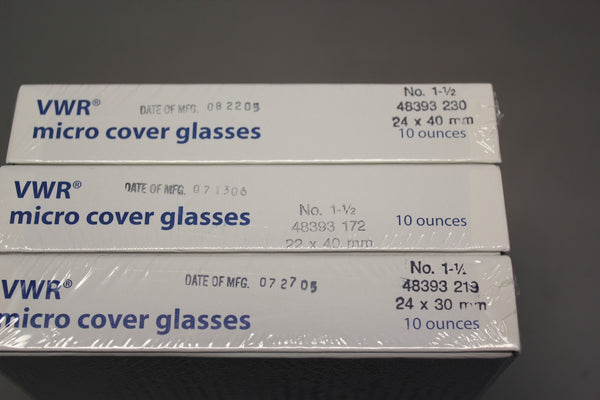 LOT OF 3 NEW BOXES OF VWR MIRCO COVER SLIDE GLASSES 48393