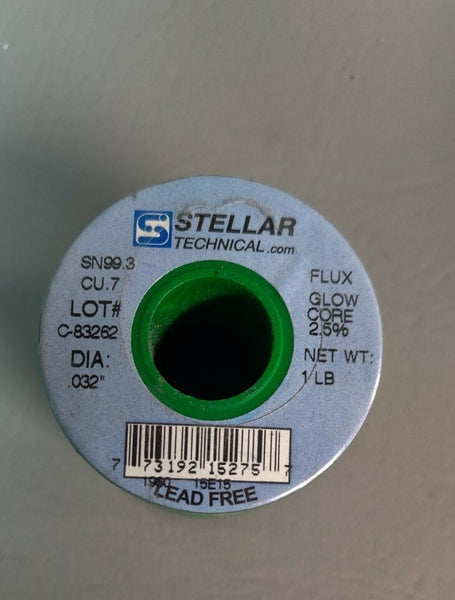 Solder Wire stellar technical  Sn99.3 Cu0.7 Core 2.5% - DIA. .032" 1lb new 