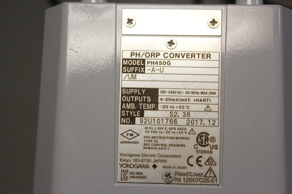 YOKOGAWA PH/ORP CONVERTER EXAxt450 PH450G