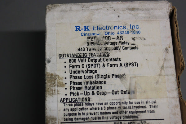 R-K ELECTRONICS 3 PHASE VOLTAGE RELAY PVC-400-AR