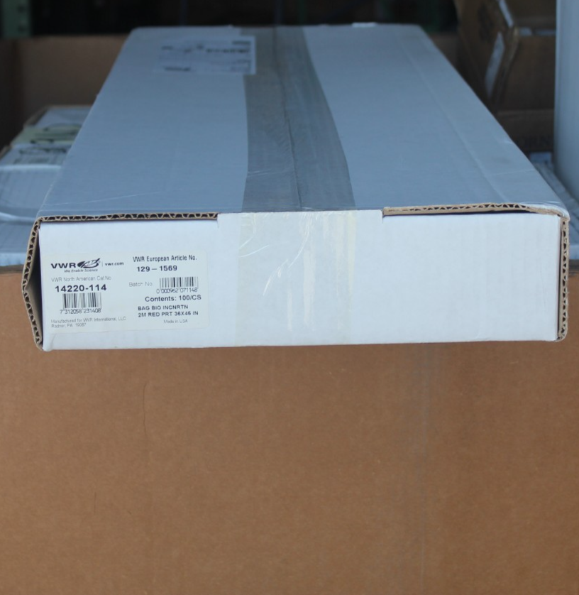 NEW BOX OF 100 VWR BIOHAZARD INCINERATION BAGS 14220-114