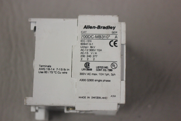 ALLEN BRADLEY CONTROL RELAY 700DC-MB310 SER A