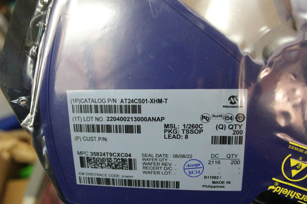 200 NEW MICROCHIP IC EEPROM 1KBIT I2C 1MHZ 8SOIC AT24CS01-XHM-T