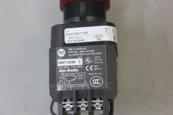NEW ALLEN BRADLEY RED PILOT LIGHT 800H-PRDT16R SER. G